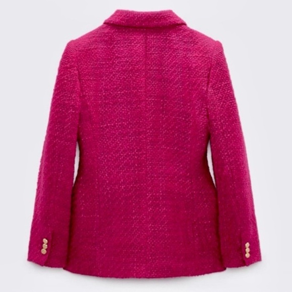 BLOGGERS FAVE Zara Raspberry Red Bouclé Tweed Blazer - Picture 8 of 16